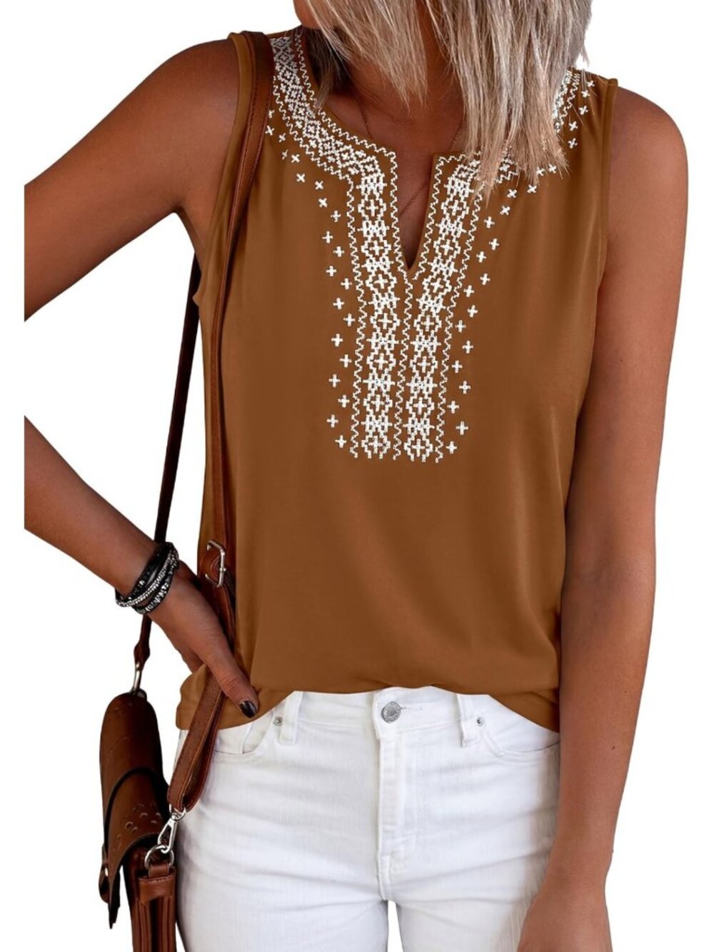 Embroidered Sleeveless Tank Tops for Women | Stylish Summer Blouse